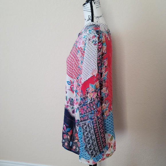 Johnny Was Patchwork Button Front Blouse, Size M - Picture 3 of 14